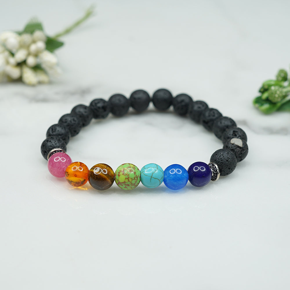 Lava Stone & 7 Chakra Bracelet